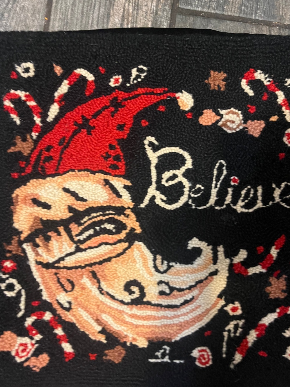 Festive 'Believe' Santa Holiday Throw Pillow Cover - Black, Red, Cream